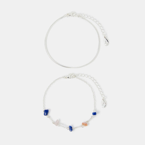 Stone Chain Anklets Pack of 3