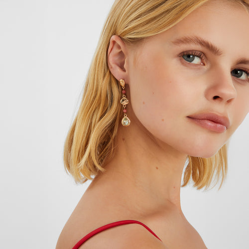 Gem Long Drop Earrings