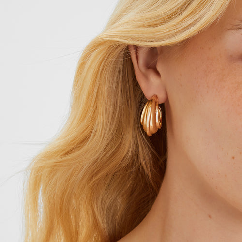 Accessorize London Women's Chunky Ridged Hoop Earrings