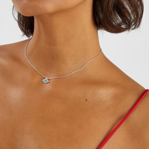 Sterling Silver-Plated Evil Eye Pendant Necklace