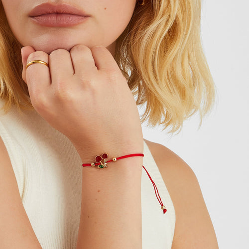 Cherry Charm Cord Bracelet