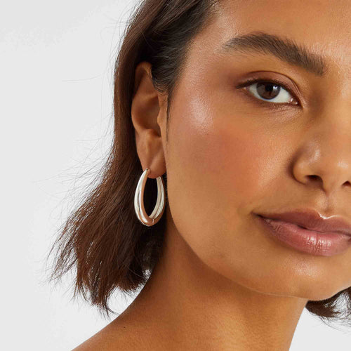 Sterling Silver-Plated Clasp Hoop Earrings