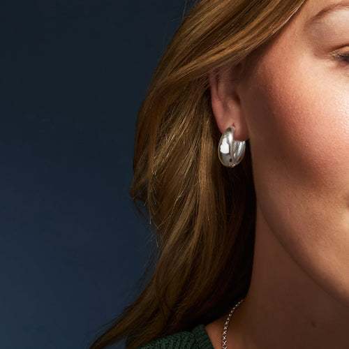 Sterling Silver-Plated Chunky Hoops Earring