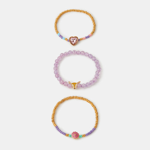 Pack of 3 Girls Charm Beaded Bracelets