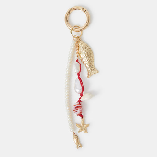 Gold Fish Pearl Beaded Bag Charm