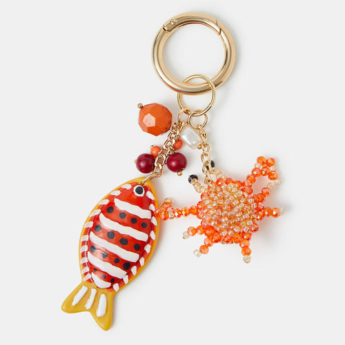 Orange Fish Beaded Bag Charm