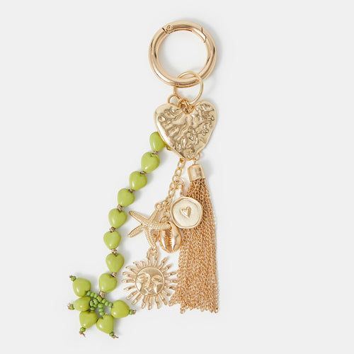 Gold Heart Tassel Bag Charm