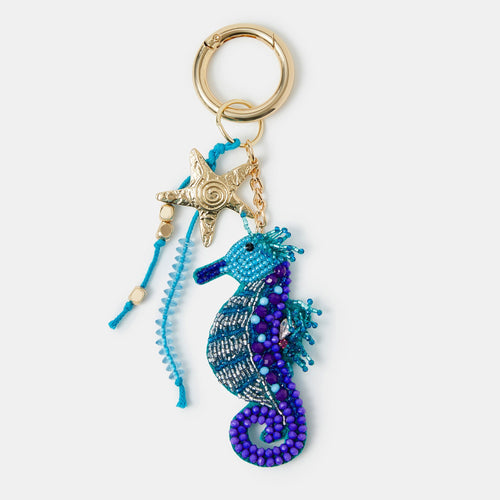 Blue Beaded Seahorse Bag Charm