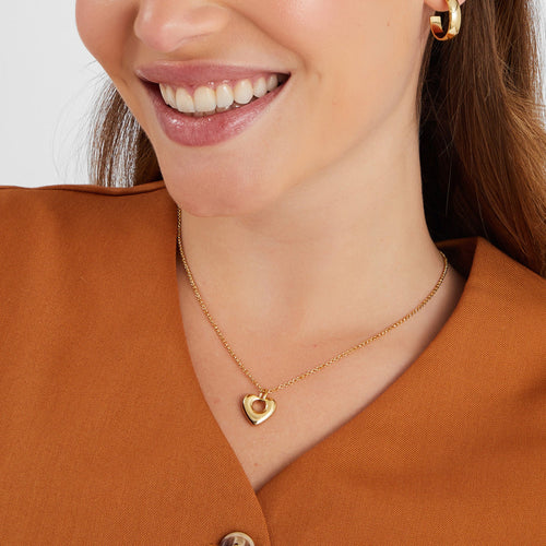 14k Real Gold-Plated Chunky Heart Pendant Necklace