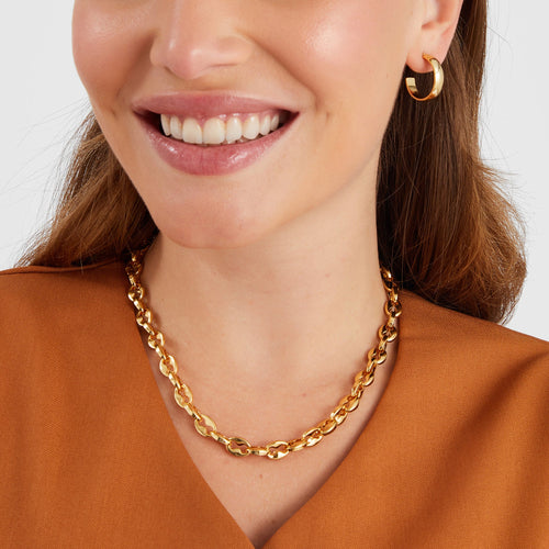14K Gold-Plated Chunky Link Chain Necklace