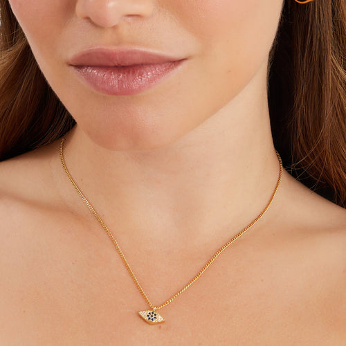 14k Real Gold-Plated Evil Eye Charm Necklace