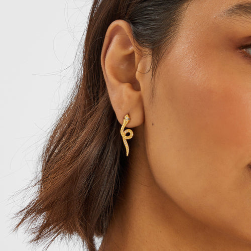 14K Gold-Plated Snake Stud Earrings