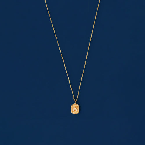 14K Gold-Plated (A) Initial Tag Pendant Necklace Gold