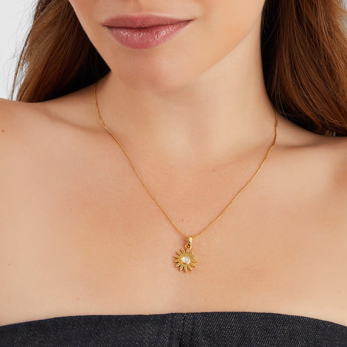 14K Gold-Plated Sun Pendant Necklace