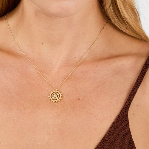 14K Gold-Plated Sun Beam Pendant Necklace