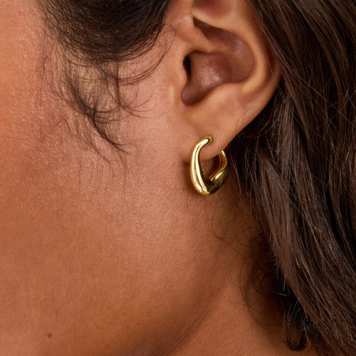 14K Gold-Plated Chunky Oval Hoop Earrings