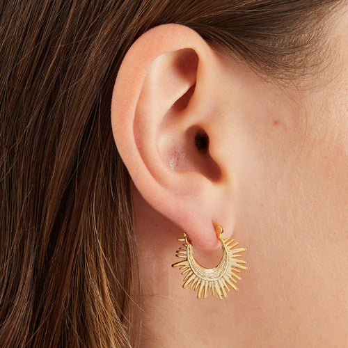 14K Gold-Plated Sun Beam Hoop Earrings