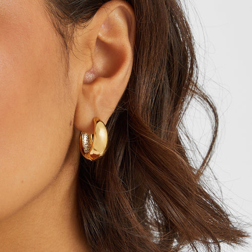 14k Real Gold-Plated Clasp Hoop Earrings