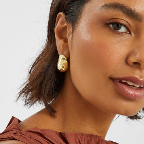 14k Real Gold-Plated Molten Curve Drop Earrings