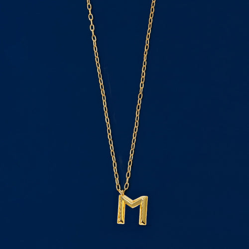 14K Gold-Plated (M) Initial Pendant Necklace Gold