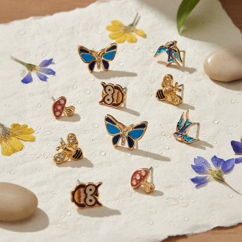 Accessorize London Women's Forest Friends Stud Earrings Pack of 5