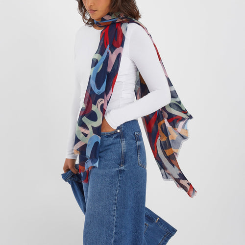 Lightweight Heart Print Scarf
