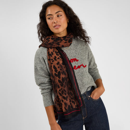 Lightweight Border Leopard Print Scarf