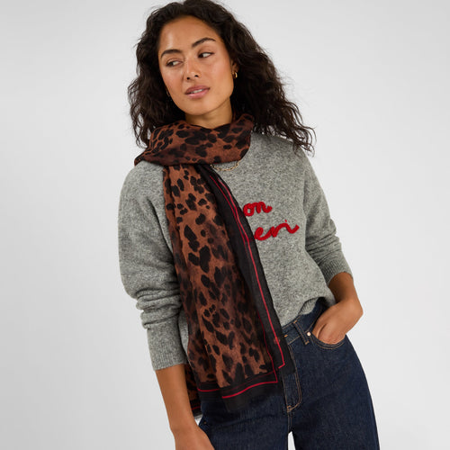 Lightweight Leopard Print Scarf
