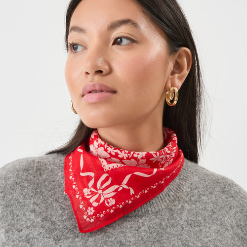 Floral Heart Square Cotton Scarf