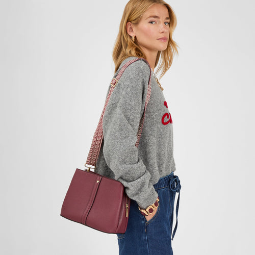 Burgundy Webbing Strap Sling Bag