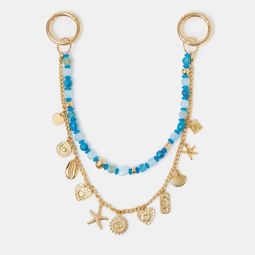 Blue Beaded Sea Chain Bag Charm