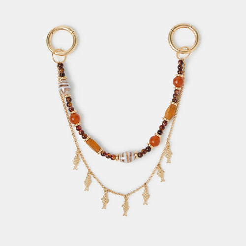 Orange Fish Chain Beaded Bag Charm