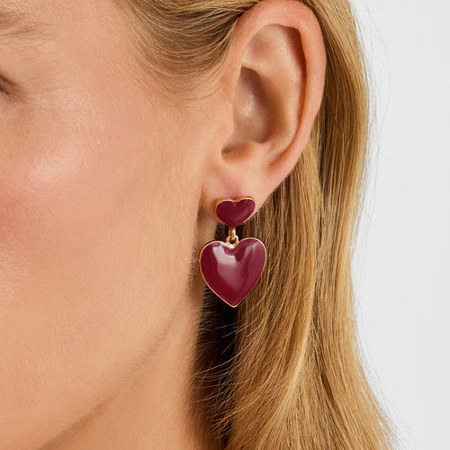 Accessorize London Women's Enamel Heart Drop Earrings