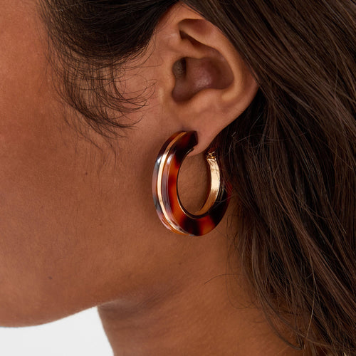 Tort Inlay Hoop Earrings