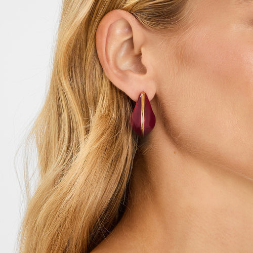 Enamel Inlay Curve Drop Earrings