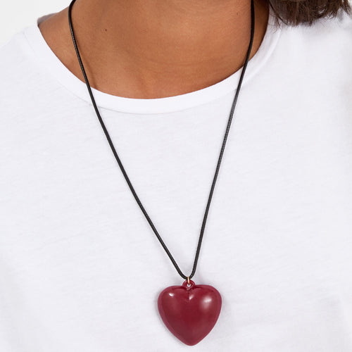Resin Heart Long Cord Necklace