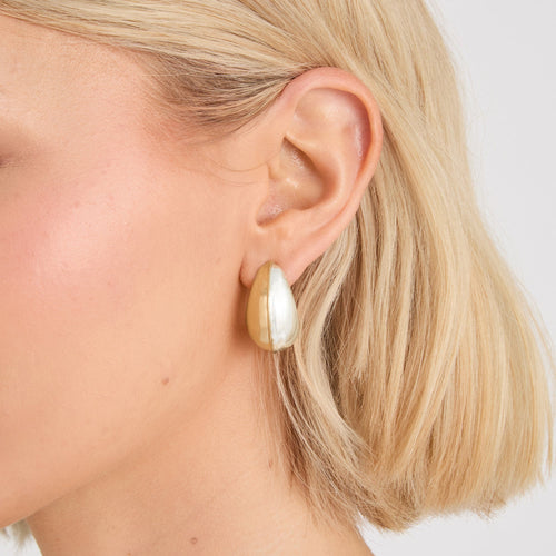 Mixed Metal Curve Drop Earrings