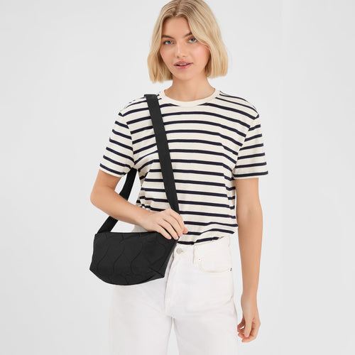 Black Heart Quilted Sling Sling Bag