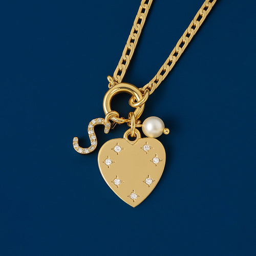 14K Gold-Plated Omega Initial S Charm Necklace Gold