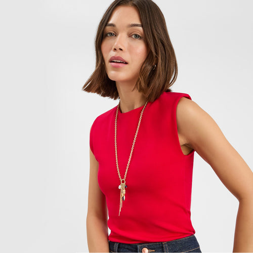 Multi Charm Tassel Pendant Necklace