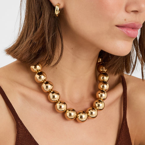 Gold Chunky Bead Collar Necklace