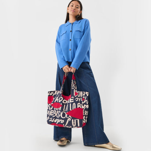 Multicolor Bisou Lips Shopper Bag