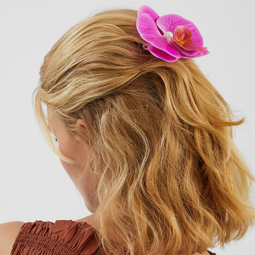 Orchid Flower Barrette Hair Clip