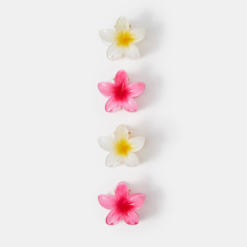 Pack of 4 Mini Tropical Flower Hair Claw Clips