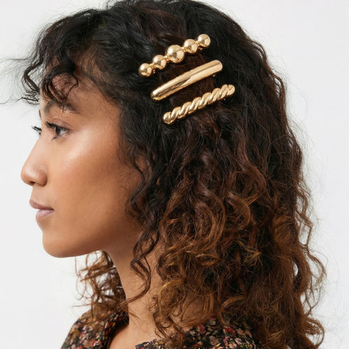 Pack of 3 Textured Barrette Hair Clips