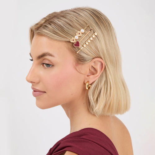 Pack Of 3 Gold Paris Heart Slides Clip