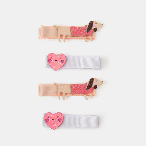 Kids Sausage Dog Hair Clips Set Of 4
