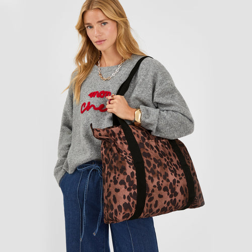 Animal Print Packable Tote Bag