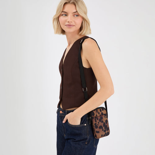 Brown Animal Print Phone Bag