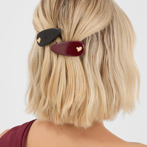 Pack Of 2  Patent Heart Hair Clips